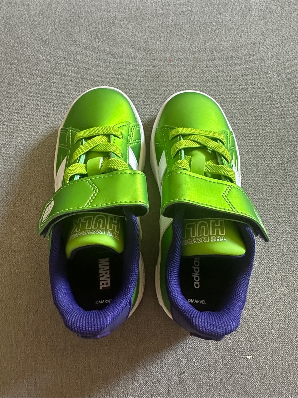 adidas Kids Green and Purple Hulk Sneakers